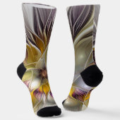 Abstracte kleurrijke Fantasy Flower Modern Fractal Sokken (Gebogen)
