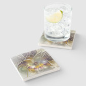 Abstracte kleurrijke Fantasy Flower Modern Fractal Stenen Onderzetter (Zijkant)