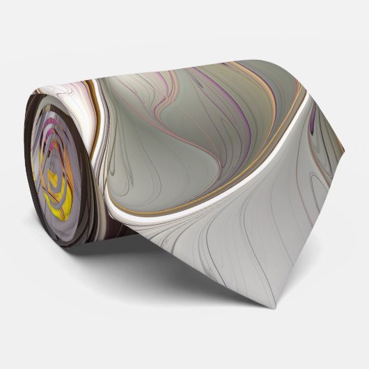 Abstracte kleurrijke Fantasy Flower Modern Fractal Stropdas (Opgerold)