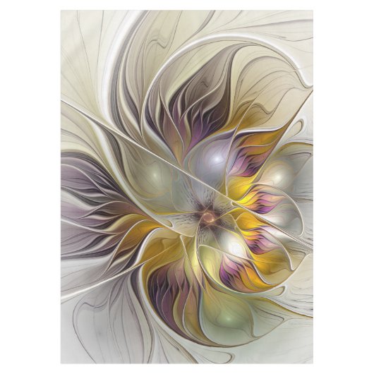 Abstracte kleurrijke Fantasy Flower Modern Fractal Tafelkleed (Voorkant)