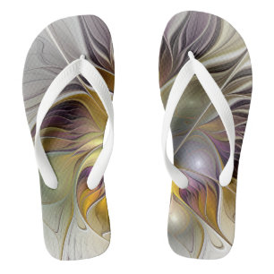 Abstracte kleurrijke Fantasy Flower Modern Fractal Teenslippers