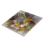 Abstracte kleurrijke Fantasy Flower Modern Fractal Tegeltje (Zijkant)