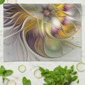 Abstracte kleurrijke Fantasy Flower Modern Fractal Theedoek (Gevouwen)