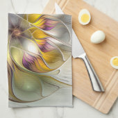 Abstracte kleurrijke Fantasy Flower Modern Fractal Theedoek (Quarter Fold)
