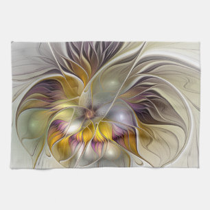 Abstracte kleurrijke Fantasy Flower Modern Fractal Theedoek