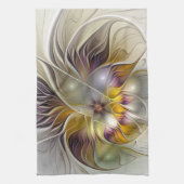 Abstracte kleurrijke Fantasy Flower Modern Fractal Theedoek (Verticaal)