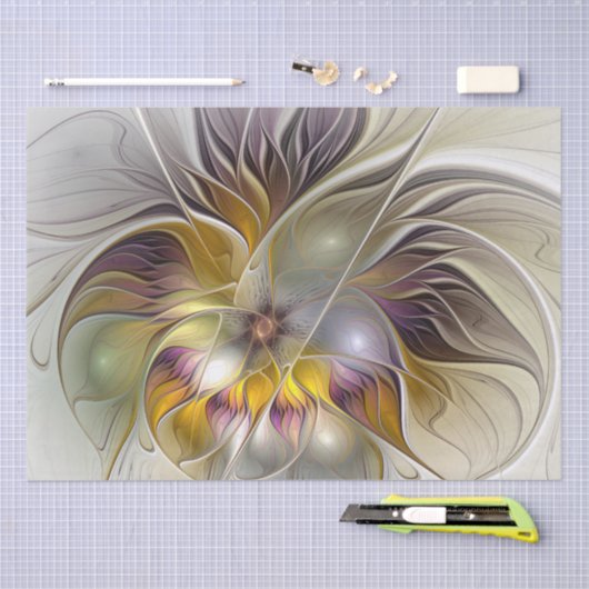 Abstracte kleurrijke Fantasy Flower Modern Fractal Tissuepapier (Craft)