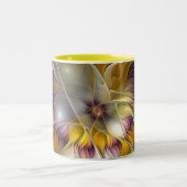Abstracte kleurrijke Fantasy Flower Modern Fractal Tweekleurige Koffiemok (Center)