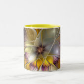 Abstracte kleurrijke Fantasy Flower Modern Fractal Tweekleurige Koffiemok (Center)