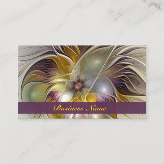 Abstracte kleurrijke Fantasy Flower Modern Fractal Visitekaartje (Voorkant)