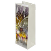 Abstracte kleurrijke Fantasy Flower Modern Fractal Wijn Cadeautas (Achterkant Gekanteld)