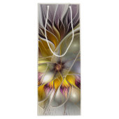 Abstracte kleurrijke Fantasy Flower Modern Fractal Wijn Cadeautas (Achterkant)
