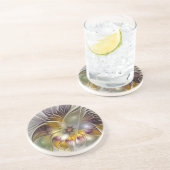 Abstracte kleurrijke Fantasy Flower Modern Fractal Zandsteen Onderzetter (Zijkant)