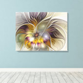 Abstracte kleurrijke Fantasy Flower Modern Triptyc Canvas Afdruk (Insitu (Houten vloer))