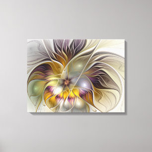 Abstracte kleurrijke Fantasy Flower Modern Triptyc Canvas Afdruk