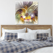 Abstracte kleurrijke Fantasy Flower Modern Triptyc Canvas Afdruk (Insitu (Slaapkamer))