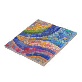 Abstracte Kleurrijke Flow Gaudi-achtige faux mozaï Tegeltje (Zijkant)