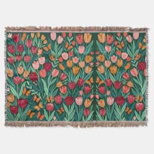 Abstracte Kleurrijke Folk Art Tulpen Tuindekens Deken