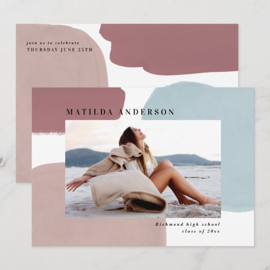 Abstracte kleurrijke fotograduatie-partij aankondiging (Voorkant / Achterkant)