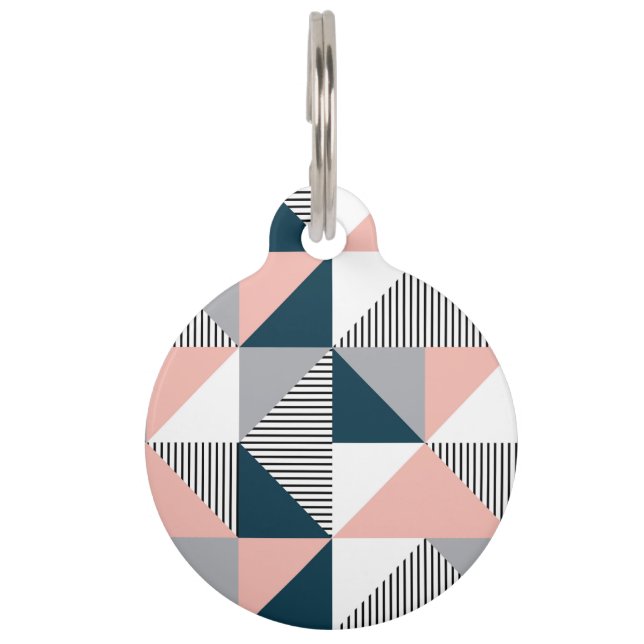 Abstracte kleurrijke geometrie huisdierpenning (Voorkant)