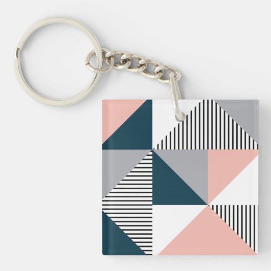 Abstracte kleurrijke geometrie sleutelhanger (voorkant)