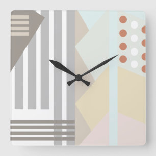 Abstracte kleurrijke geometrische figuren vierkante klok