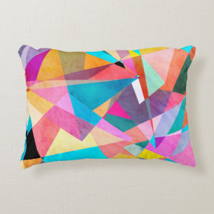 Abstracte kleurrijke geometrische Waterverf achter Accent Kussen