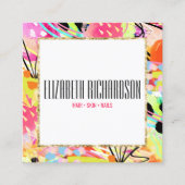 Abstracte kleurrijke gewaagde levendige chique mod vierkante visitekaartje (Voorkant)