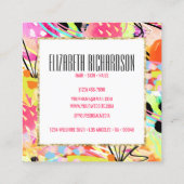 Abstracte kleurrijke gewaagde levendige chique mod vierkante visitekaartje (Achterkant)