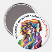 Abstracte Kleurrijke Gezichten Vrouwendag | IWD Magneet (Voorkant / Achterkant)
