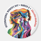 Abstracte Kleurrijke Gezichten Vrouwendag | IWD Magneet (Voorkant)