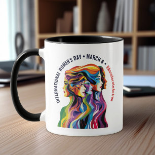 Abstracte Kleurrijke Gezichten Vrouwendag   IWD Mok