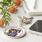 Abstracte Kleurrijke Gezichten Vrouwendag | IWD Sleutelhanger (Zijkant)