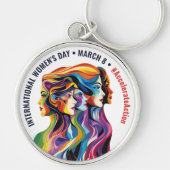 Abstracte Kleurrijke Gezichten Vrouwendag | IWD Sleutelhanger (Voorkant)