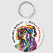 Abstracte Kleurrijke Gezichten Vrouwendag | IWD Sleutelhanger (Voorkant)