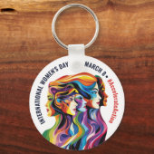 Abstracte Kleurrijke Gezichten Vrouwendag | IWD Sleutelhanger (Voorkant)