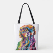 Abstracte kleurrijke gezichten | Vrouwendag Tote Bag (Achterkant)