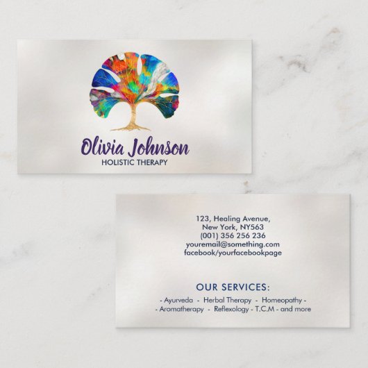 Abstracte kleurrijke Gingko bladboom Visitekaartje (Voorkant / Achterkant)