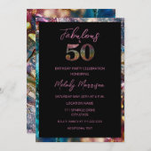 Abstracte Kleurrijke Glitter 50ste Verjaardag Kaart (Voorkant / Achterkant)