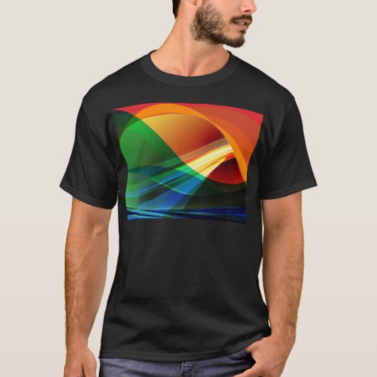 Abstracte Kleurrijke Golven T-shirt (Voorkant)