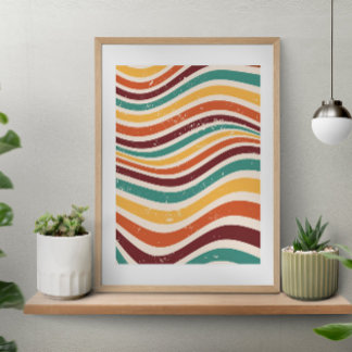 Abstracte kleurrijke golvende strepen poster