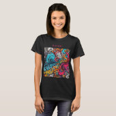 Abstracte Kleurrijke Graffiti Pattern Splash Art T-shirt (Voorkant volledig)