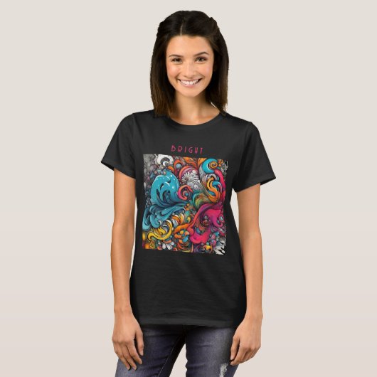 Abstracte Kleurrijke Graffiti Pattern Splash Art T-shirt (Voorkant volledig)