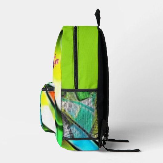 Abstracte kleurrijke grafische gepersonaliseerde r bedrukte rugzak (Rechts)