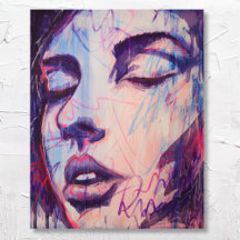 Abstracte Kleurrijke Graphic Woman Portrait Art Pr