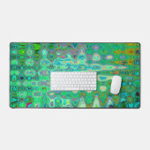 Abstracte Kleurrijke Groene Golvende Mozaïek Retro Bureaumat (Keyboard & Muis)