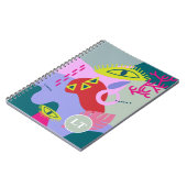 Abstracte kleurrijke groene rode ogen trendy monog notitieboek (Linkerzijde)