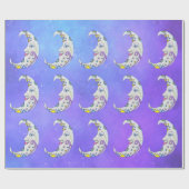 Abstracte kleurrijke halve maan tegen sterren cadeaupapier (Vlak)