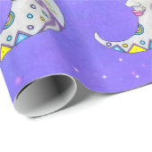 Abstracte kleurrijke halve maan tegen sterren cadeaupapier (Rol Hoek)