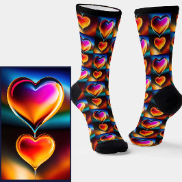 Abstracte kleurrijke harten op zwart sokken